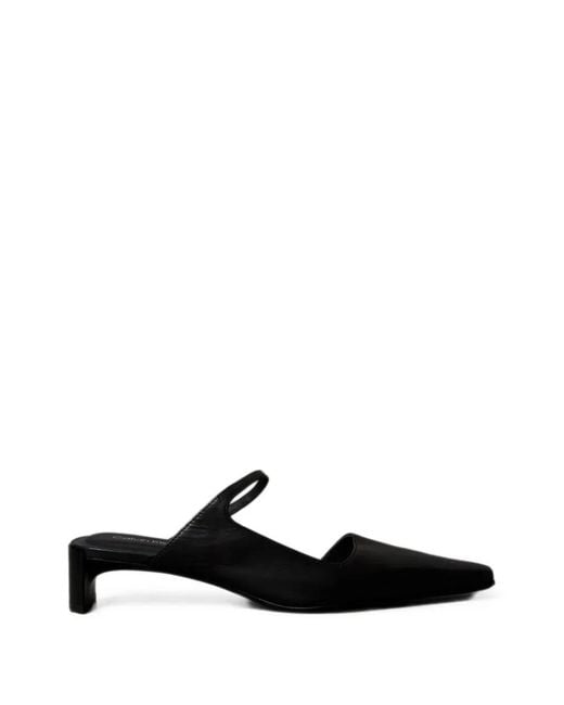 Calvin Klein Black Leather Square-Toe Mules