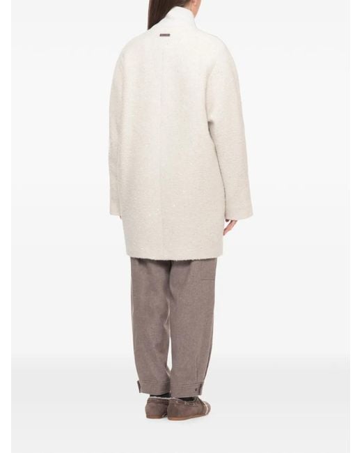 Peserico White Sequin-Embellished Oversized Coat