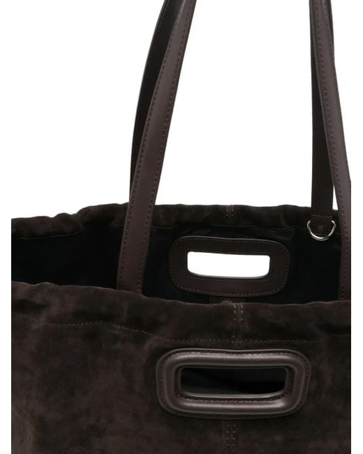 Bolso shopper de ante con asa superior Maje de color Black