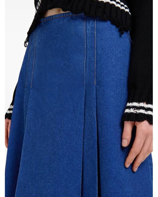 Gonna Denim Con Pieghe di Marni in Blue