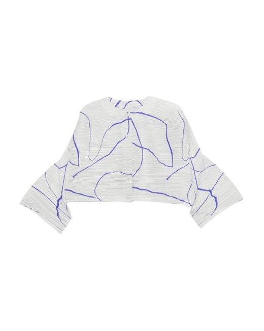 Top Con Motivo Astratto di Pleats Please Issey Miyake in White