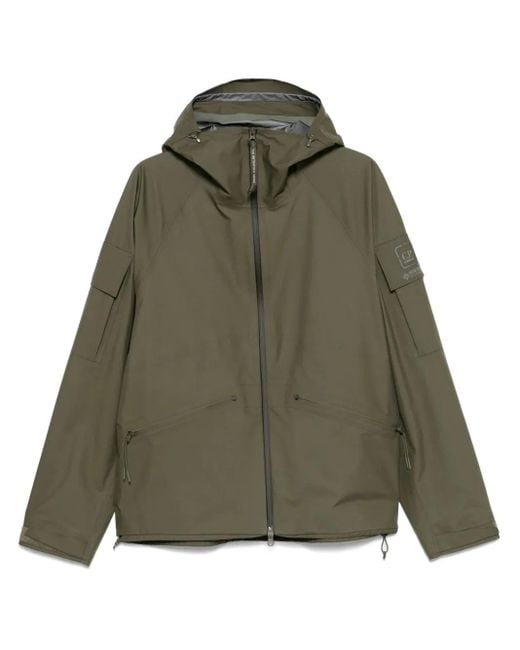 C P Company Green Logo-Patch Hooded Jacket for men