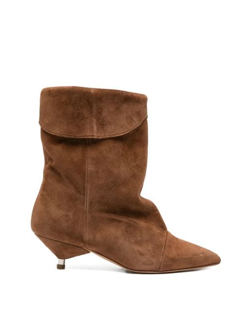 GISÉL MOIRÉ Brown Miriam Pointed-Toe Boots
