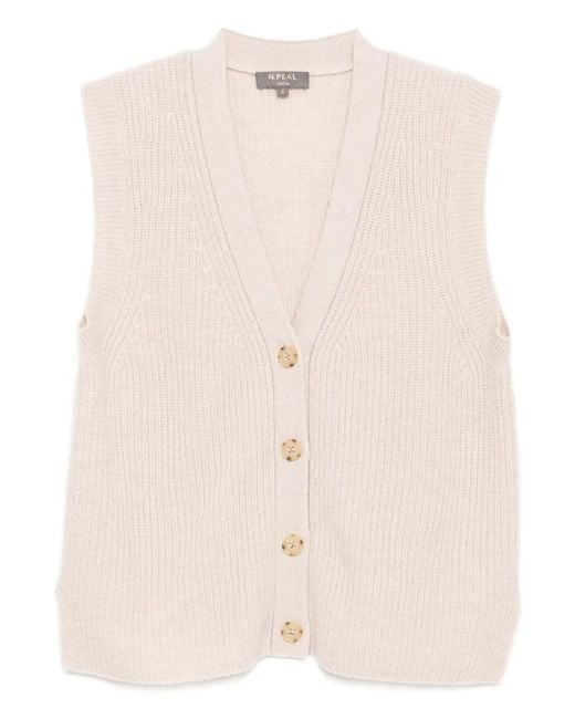 N.Peal Cashmere Vネック トップ Natural