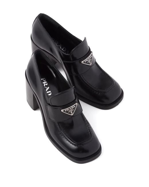 Prada Black Chocolate Flow Block-heel Loafers