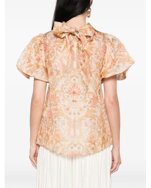 Zimmermann Pink Valiant Floral-Print Blouse