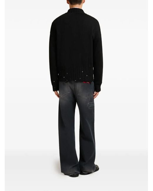 Marni Black Sweat Zippé En Coton À Design Côtelé for men