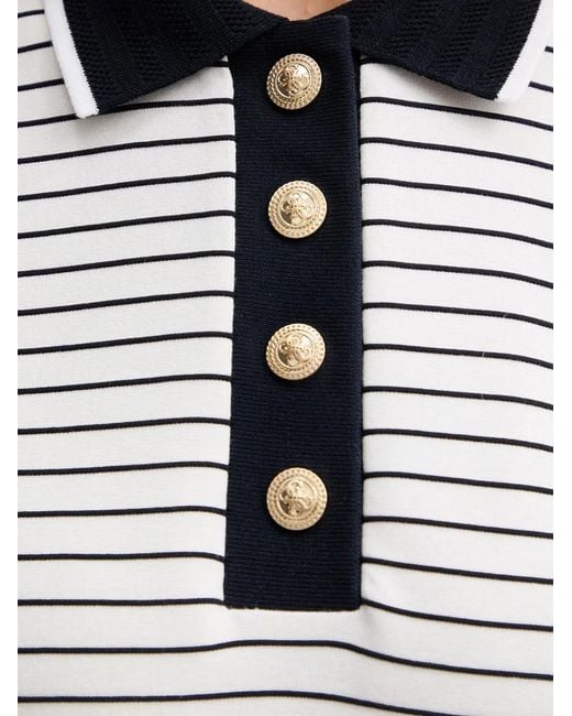 Guess White Striped Button-Up Polo Shirt
