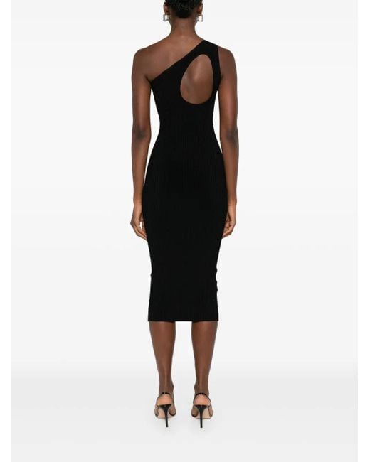 David Koma Black One-Shoulder Midi Dress