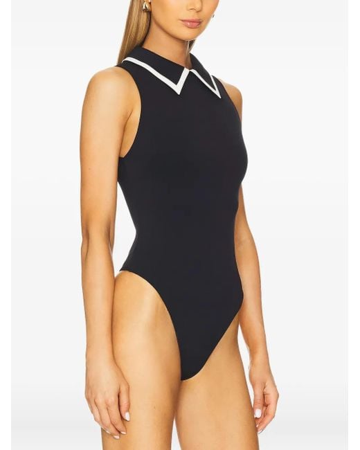 Alice + Olivia Blue Ärmelloser Body mit Kragen