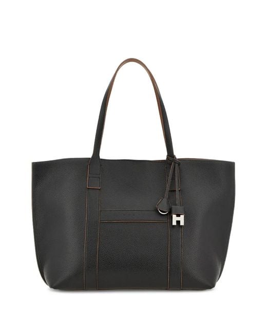 Hogan Black Logo Charm Tote Bag