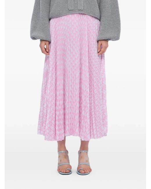 MSGM Pink Jupe Longue Plissée À Imprimé Graphique