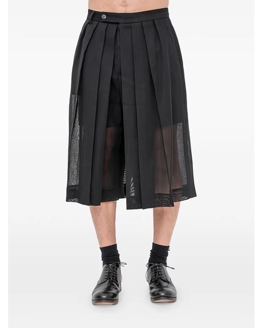 Setchu Black Hakama Semi-Sheer Cropped Trousers for men