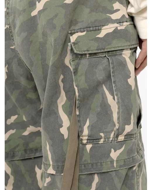KAMIYA Gray Camouflage Cargo Wide-Leg Trousers for men