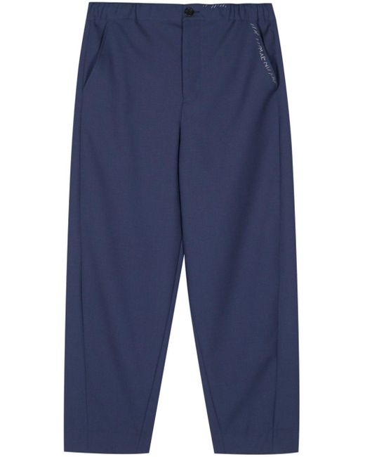 Marni Blue Decorative-stitching Trousers