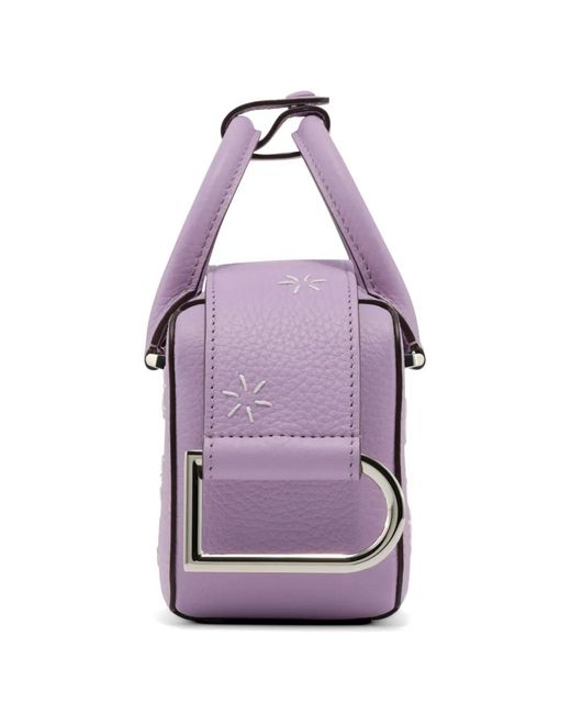 Delvaux Purple Box Nano Flora Star-Embroidered Tote Bag