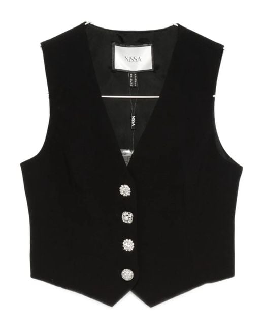 Nissa Black Jewel-Button Gilet
