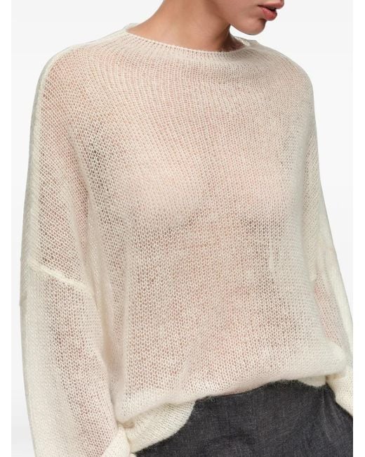 Bimba Y Lola Natural Pull En Mohair Ivoire À Col Montant