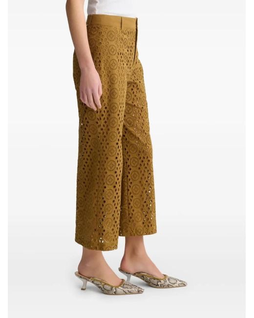 Liu Jo Natural Embroidery Cropped Trousers