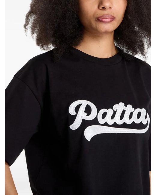 PATTA Black Logo-Patch T-Shirt for men