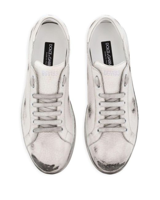 Dolce & Gabbana White Saint Tropez Leather Sneakers for men