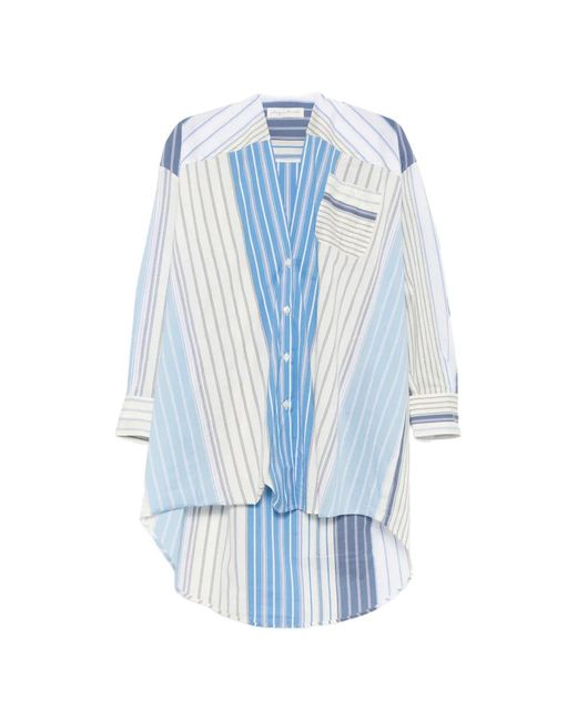 Phisique Du Role Blue Patchwork Striped Shirt