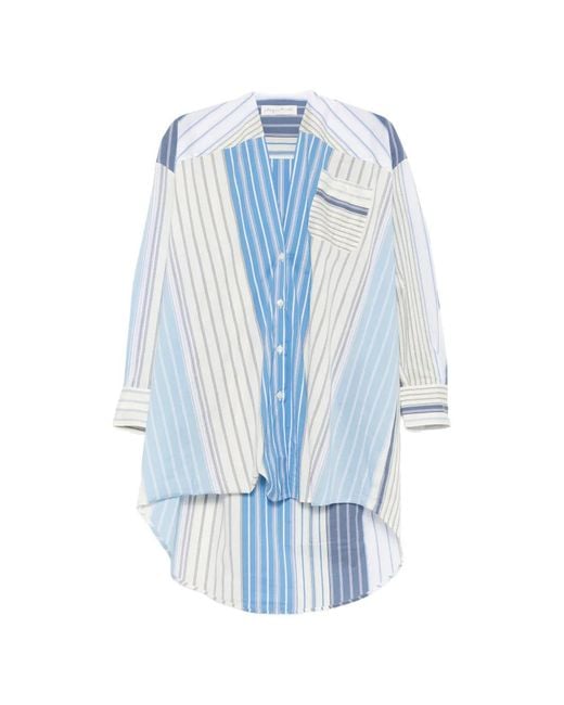 Phisique Du Role Gestreept Overhemd Met Patchwork in het Blue