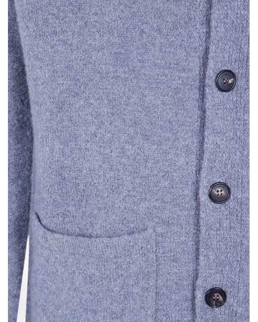 Zanone Blue Button-Up Collared Cardigan for men