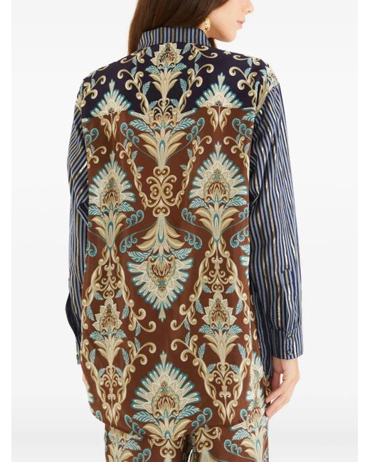 Farm Rio Gray Striped Pocket Shirt