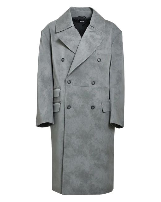 BREATH Gray Wide-Collar Double-Breasted Coat for men