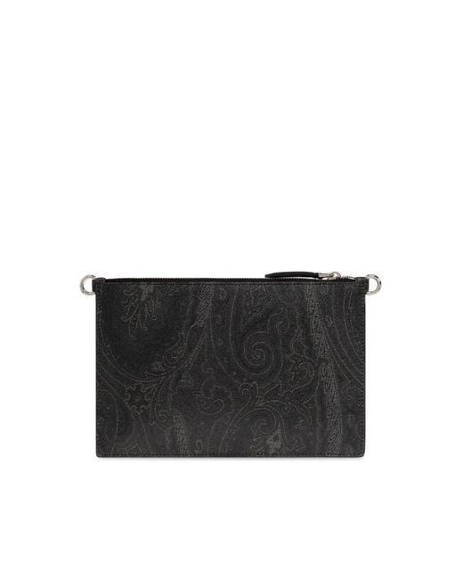 Etro Black Pegasu Patch Clutch Bag for men