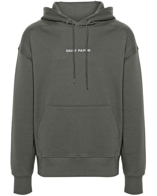 Daily Paper Gray Embroidered-logo Cotton Hoodie for men