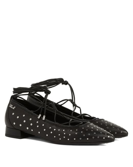 Karl Lagerfeld Black Kerrie Ballet Flats