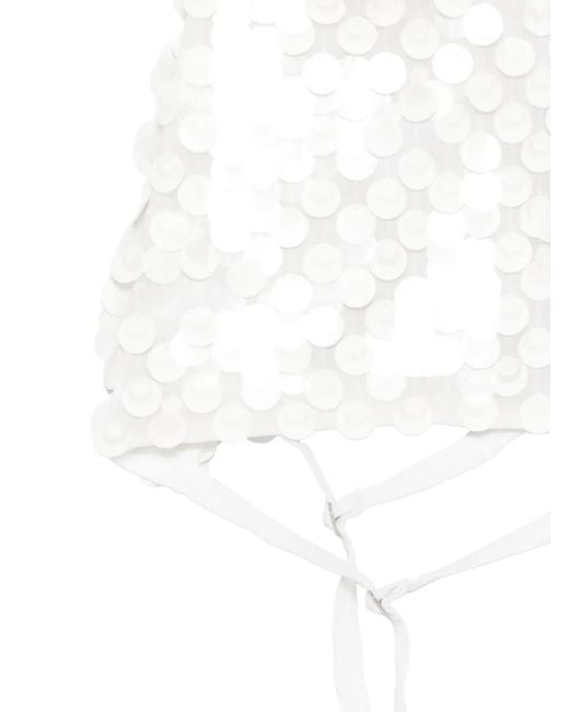 P.A.R.O.S.H. White Sequin-Appliqué Top
