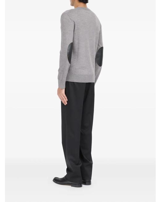 MM6 by Maison Margiela Gray Crew-Neck Knitted Sweater for men