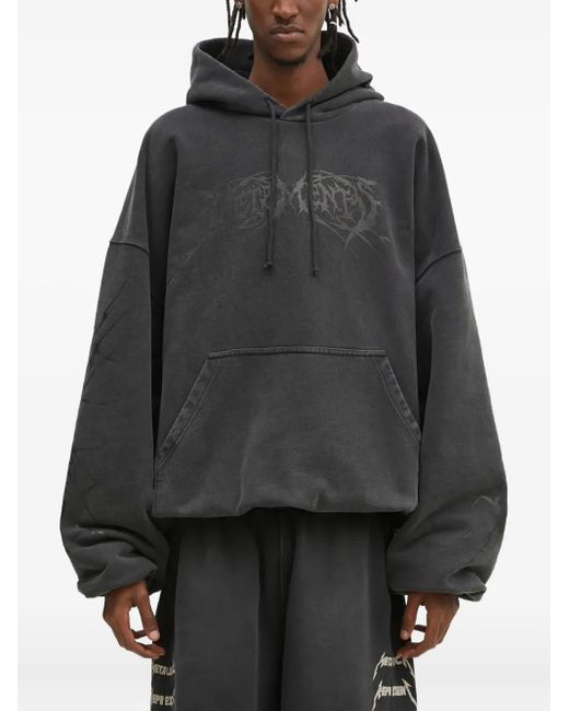 Vetements Gray Death Metal Logo-Print Hoodie