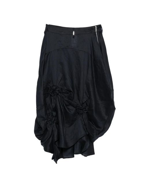 High Black Zip-Up Midi Skirt