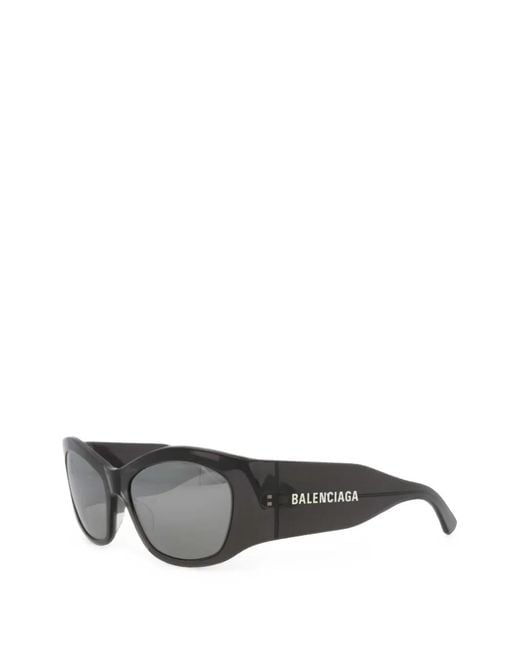 Balenciaga Gray Logo-Print Oversize Sunglasses