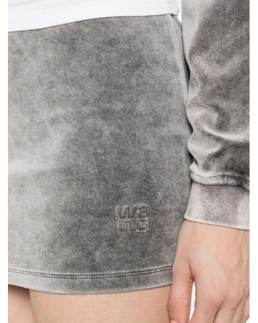 Alexander Wang Gray Embossed-Logo Mini Skirt