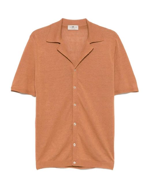 Irish Crone Orange Fine-Knit Shirt for men
