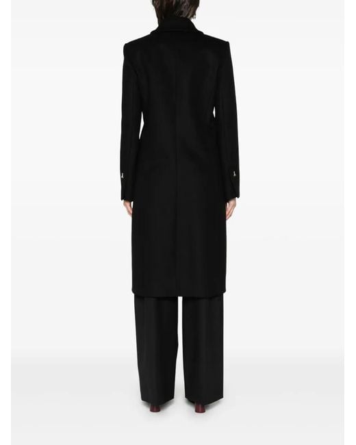 Patrizia Pepe Black Wool-Blend Single-Breasted Coat
