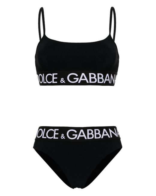 Bikini con corpiño y banda del logo Dolce & Gabbana de color Black