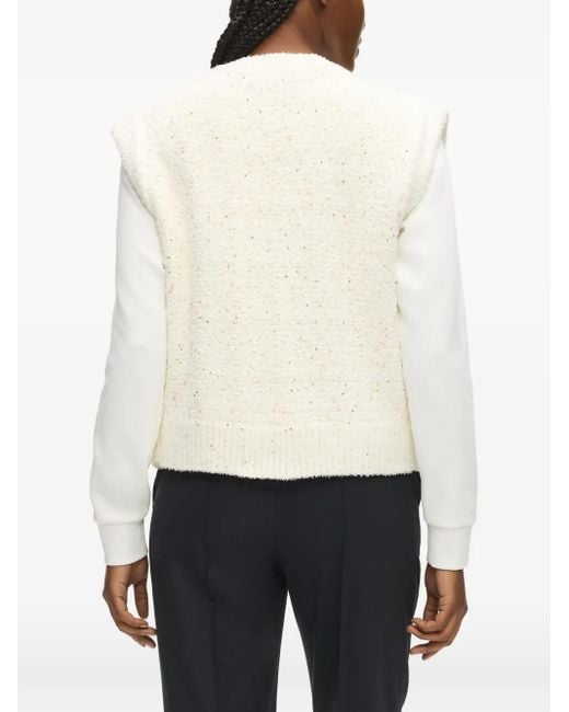 Karl Lagerfeld White Bouclé Button Vest