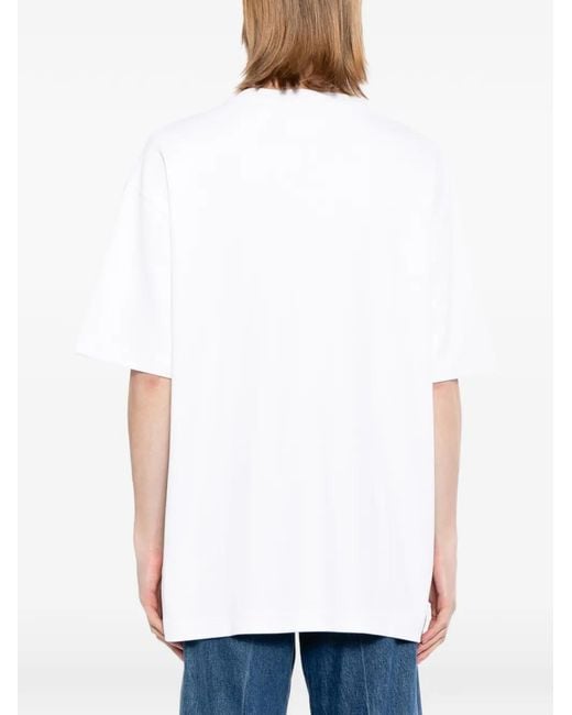 Versace Jeans Couture White Logo-Print T-Shirt for men