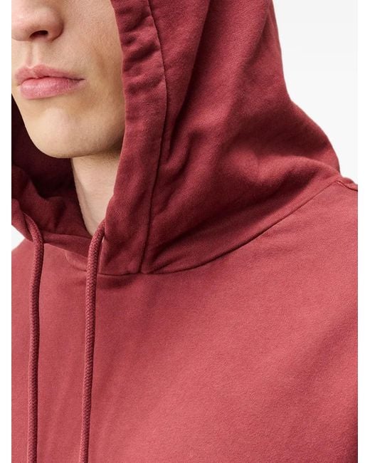 C P Company Red Hoodie En Coton À Détail De Verre Logo Signature for men