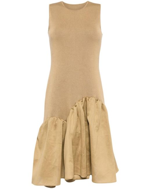 JNBY Natural Asymmetric Patchwork Cotton Midi Dress