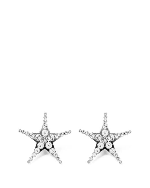 Alessandra Rich White Crystal-Embellished Star-Shaped Earrings