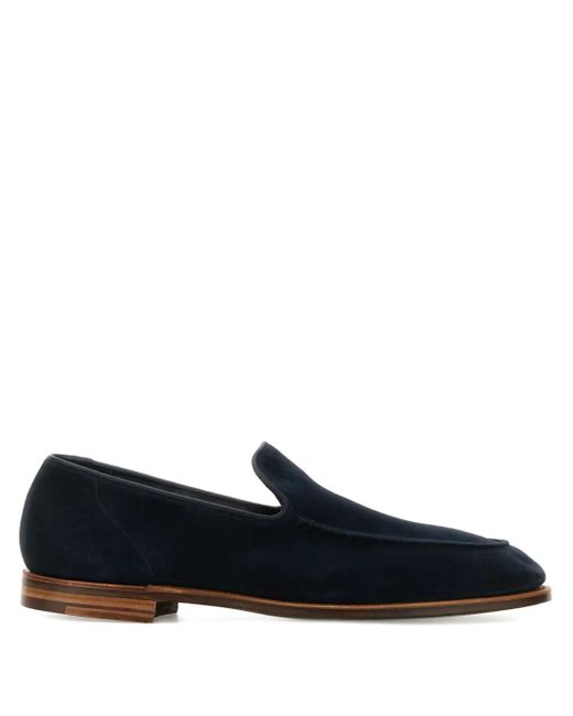 Crockett and Jones Blue Salcombe Suede Loafers for men