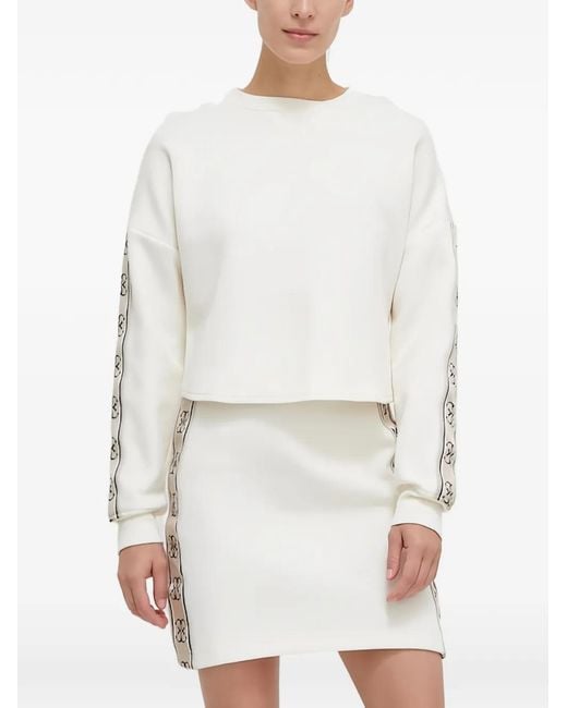 Guess White Logo-Embellishment Sweatshirt