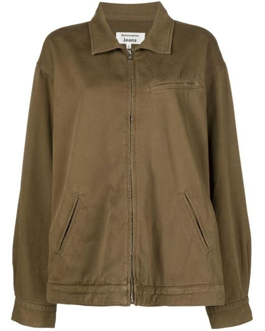 Reformation Green Marco Bomber Jacket - Women's - Cotton